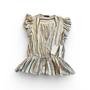 Maven West Striped Blouse in Blue and Tan